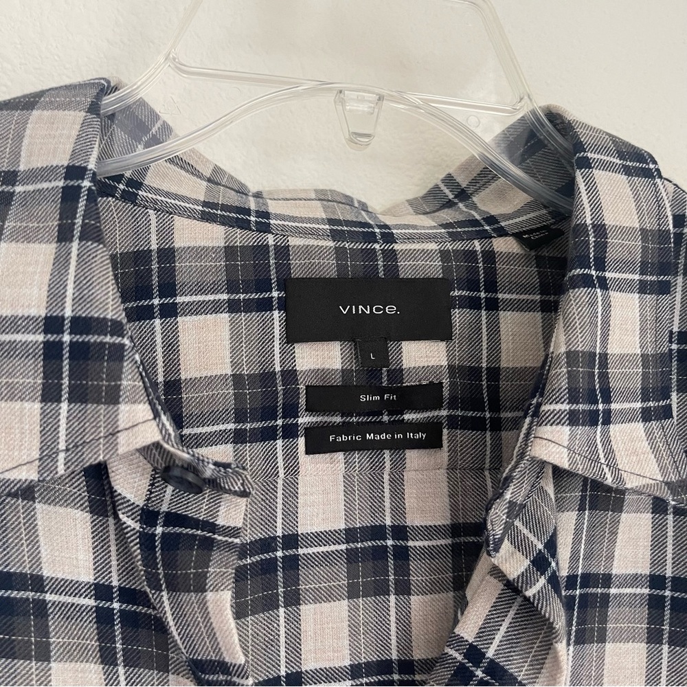 Vince Lyocell Checkered Button Down Long Sleeve S… - image 4